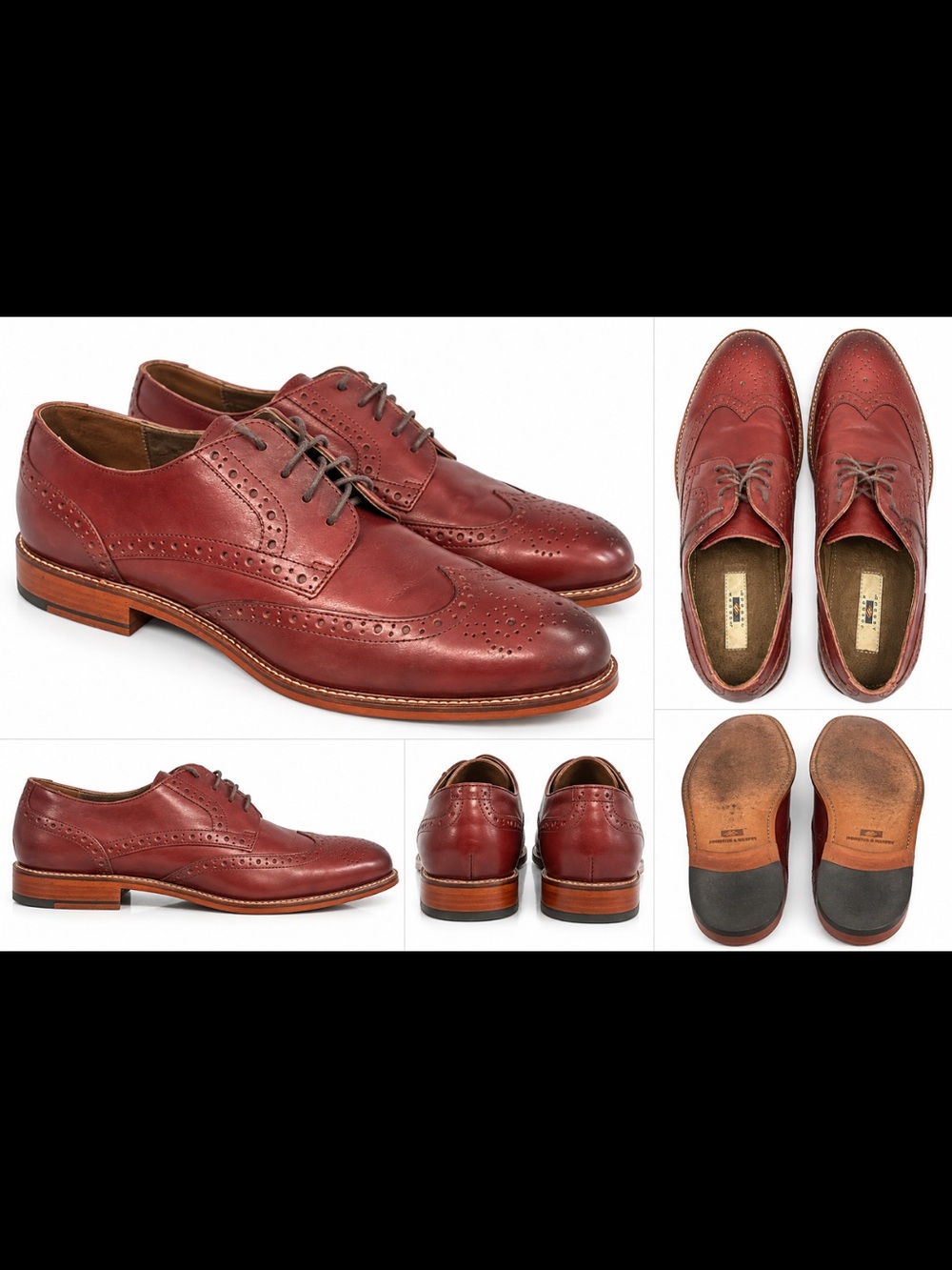 Joseph Abboud Burgundy Wingtip Brogue Leather Oxfords